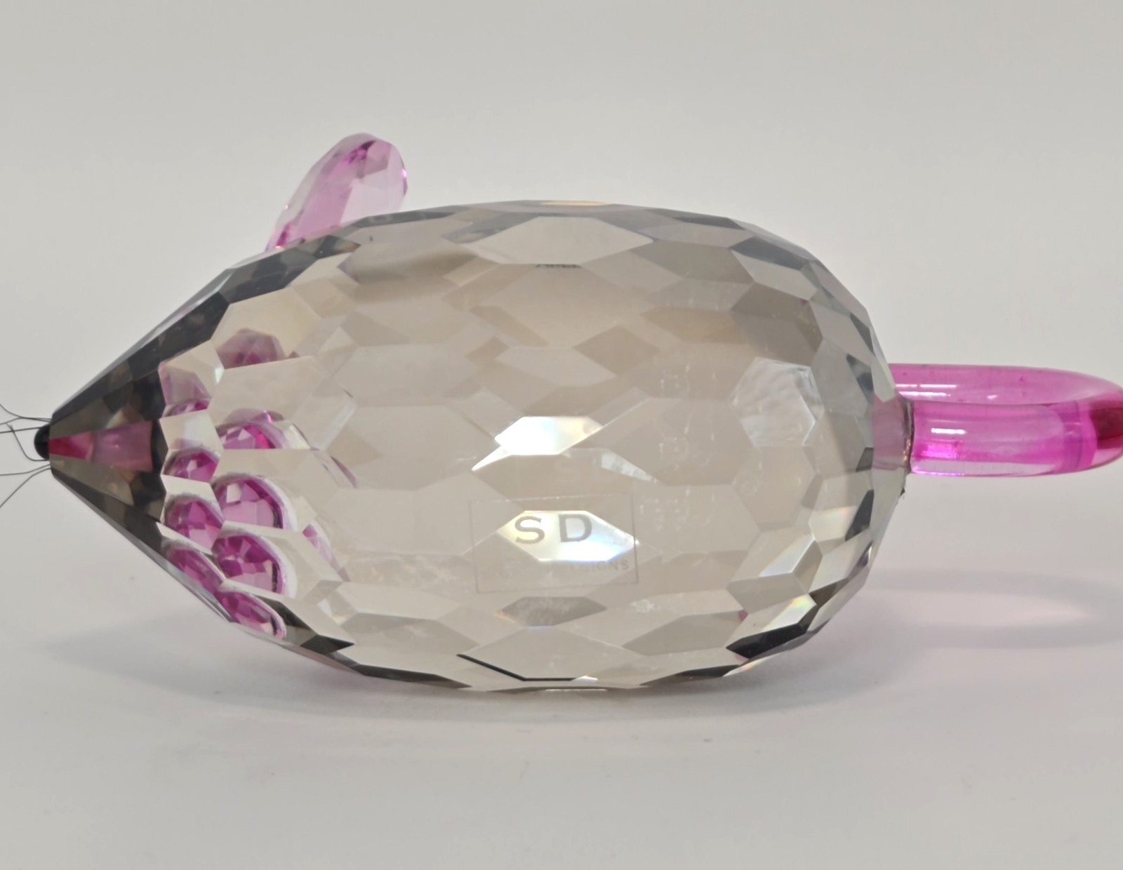 Clear Crystal Mouse Paperweight Pink Ears Tail Collectible Simon Designs 5″
