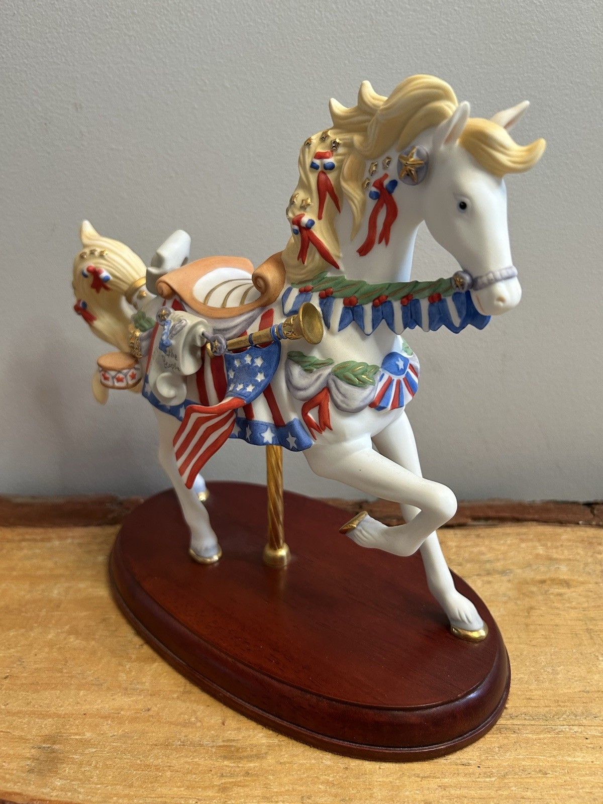 2002,LENOX,American Glory Carousel Horse,Hand~Painted. 24K Accents. COA!