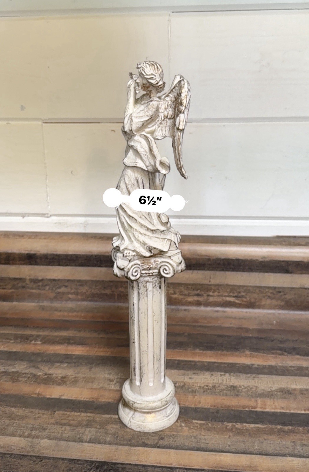 Unicorn Merchandise Corp Resin Angel Figurine, Distressed White, 12.5in 3D