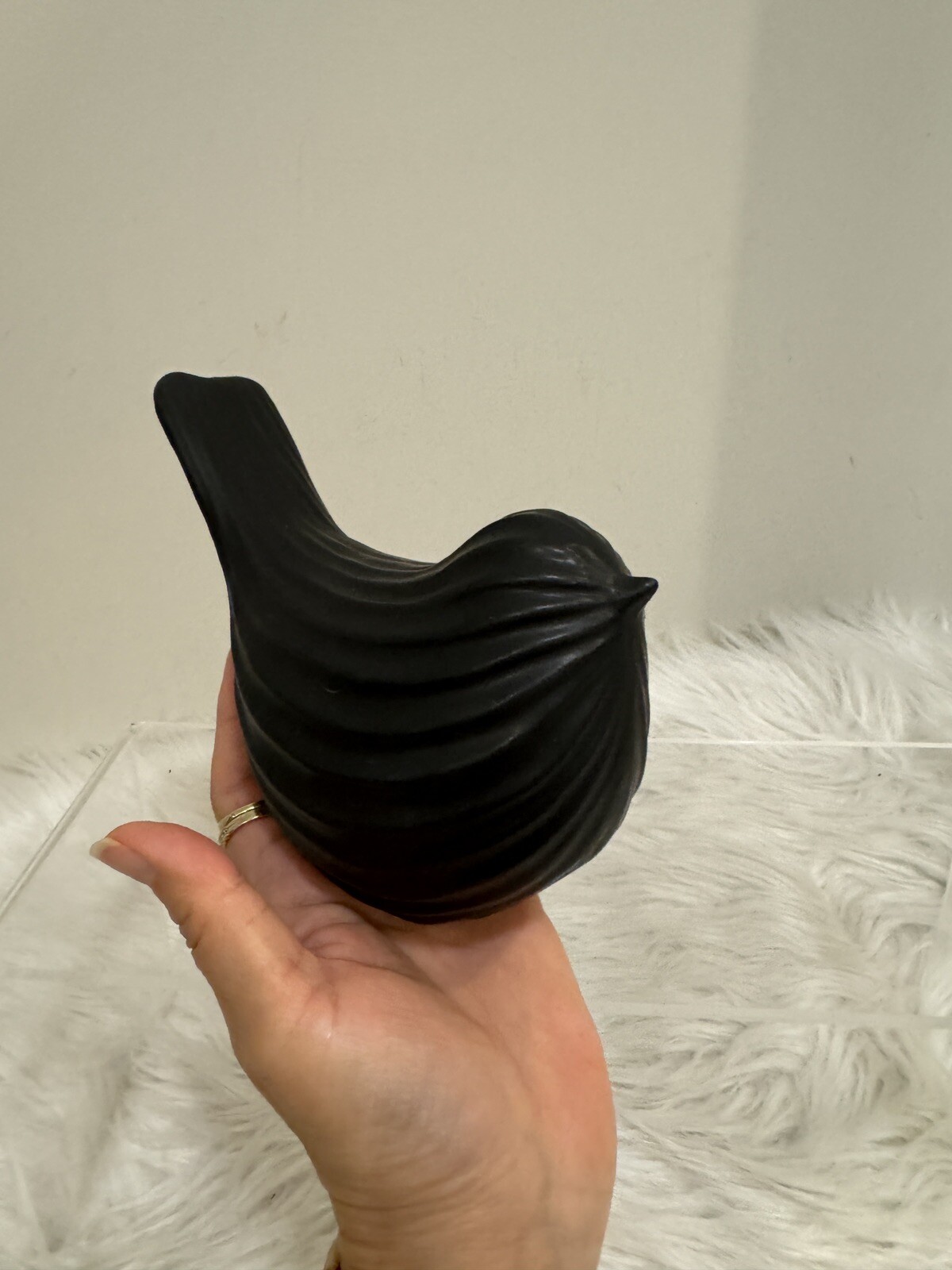 Porcelain Ceramic Black Bird Figure Swedish Statue Sculpture Modern Minimalist