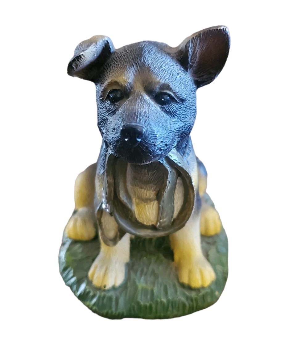 Vintage Tender Times Resin German Shepard Dog w/ Leash Figurine 2 3/4″ x 3 3/4″