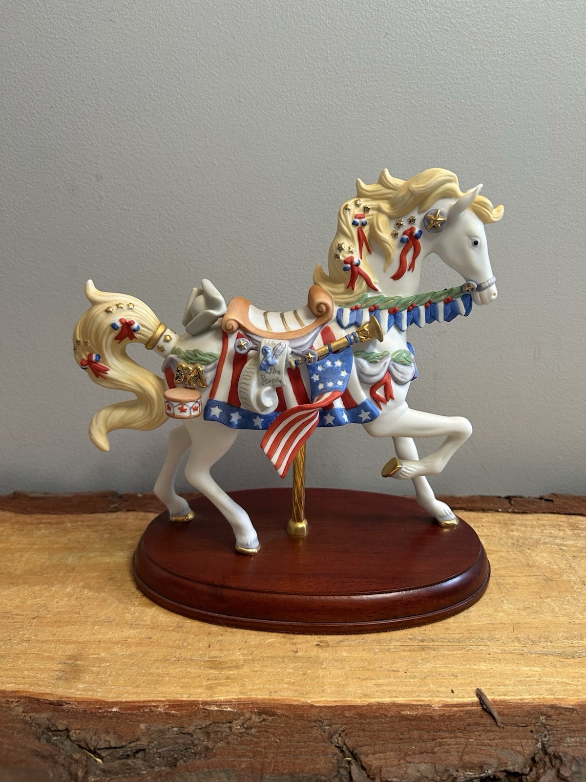 2002,LENOX,American Glory Carousel Horse,Hand~Painted. 24K Accents. COA!