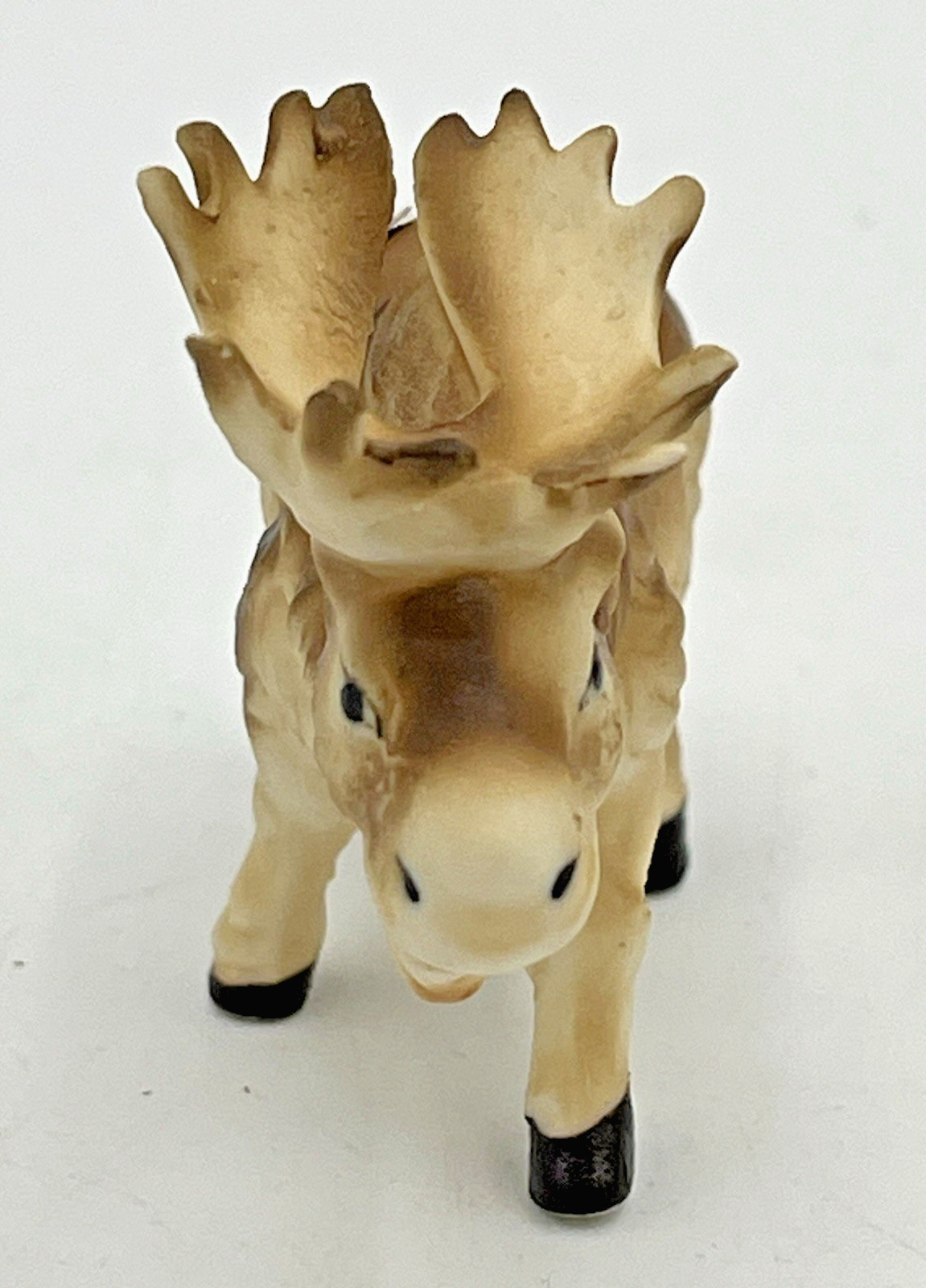 Vtg Miniature Bone China 3pc Moose Family Set Bull Cow Calf Figurine Japan 1960s
