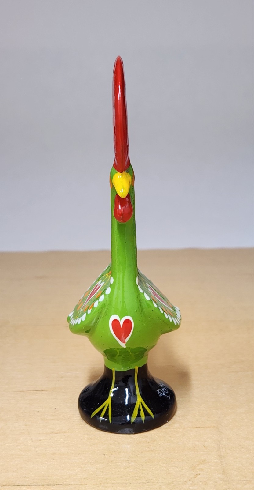 Galo de Barcelos Rooster Figurine Avocado Green Hearts Made in Portugal