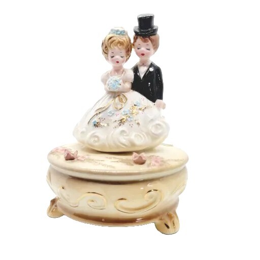 Vintage Josef Originals Bridal March bride groom wedding Music Box