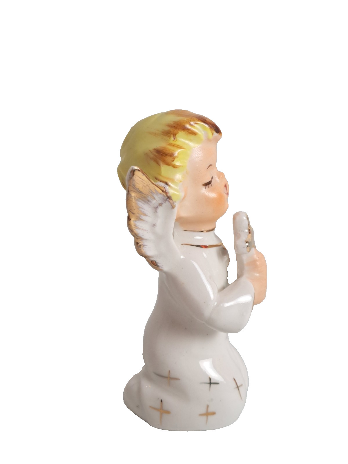 VTG. Artmark 1950’s Kneeling Choir Angel with Cross 3.5″ Porcelain Figurine