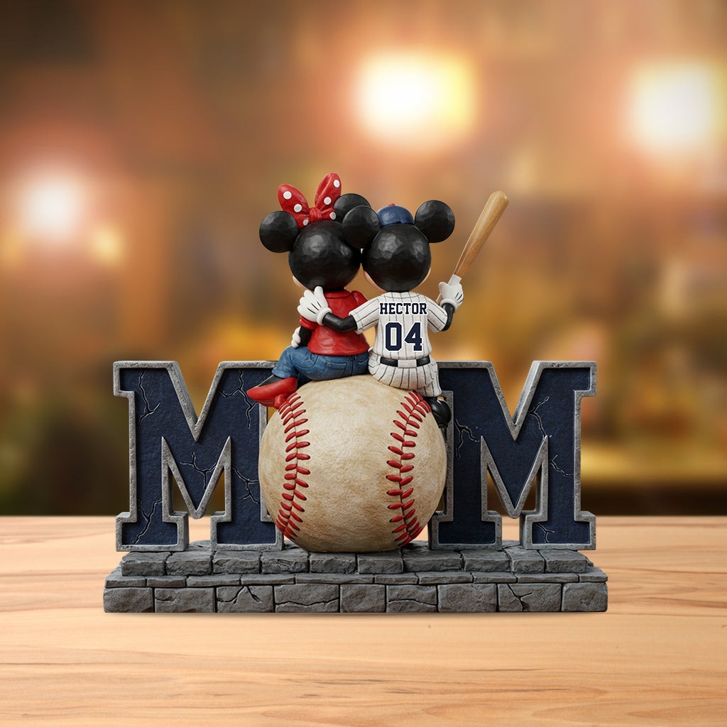 Personalized Disney Mickey Minnie Baseball Mom Acrylic Plaque Wooden Block Decor