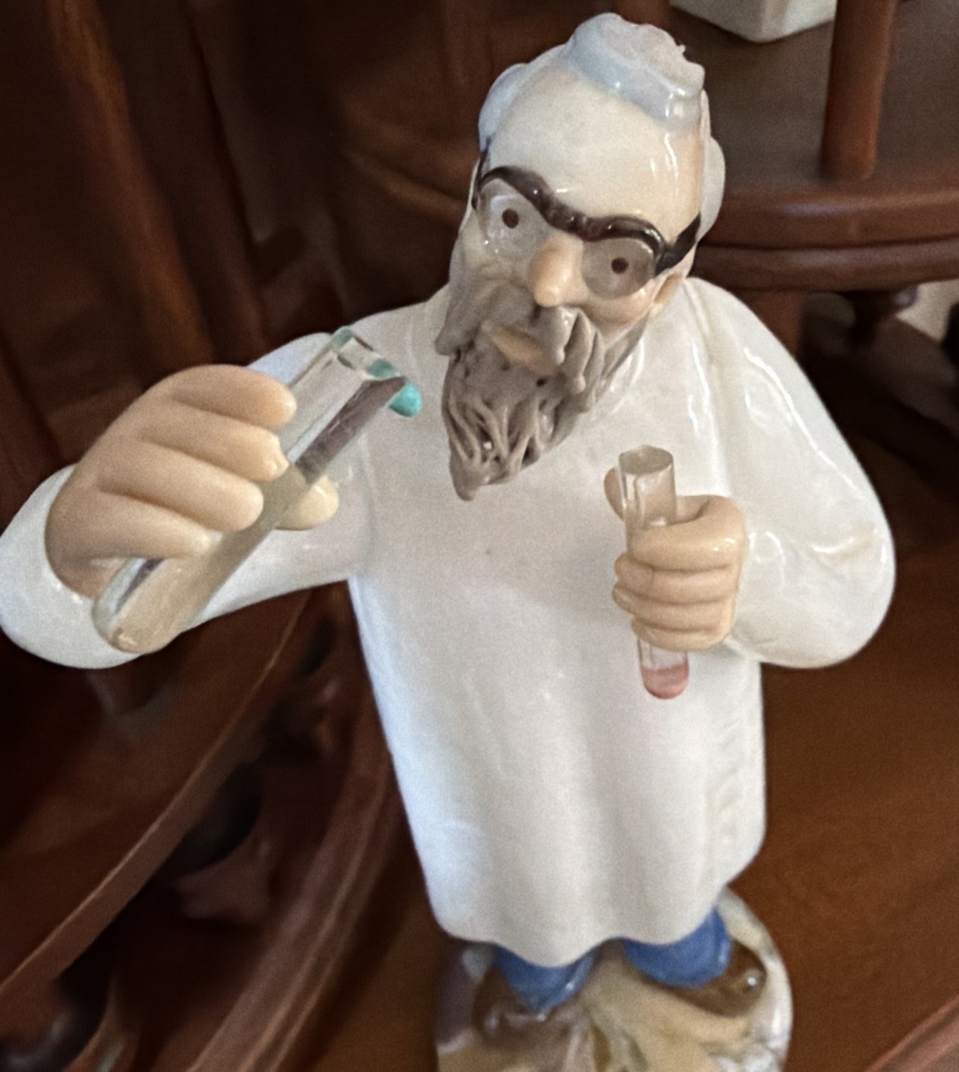 Vtge Czech Glass Figurine Doctor Test Tubes Art Glass 8” Read Description