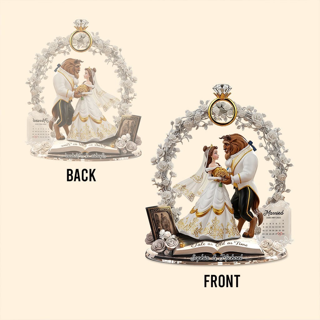Personalized Belle Beauty And The Beast Acrylic Plaque Wooden Block Desk Decor