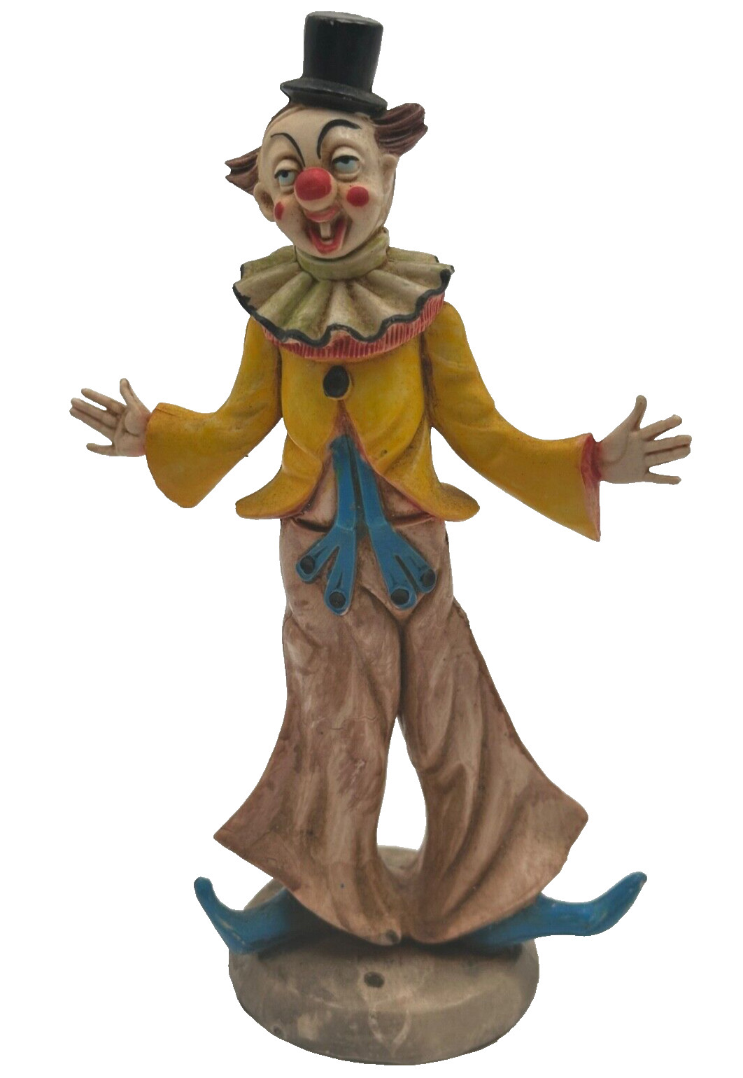Fontanini Clown Wearing Suspenders 7.75″ Tall Made In Italy Hand Painted Vintage