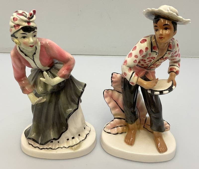 VTG 1957 Porcelain #169 Geo. Z. Lefton Signed Calypso Dancing Couple Figurines