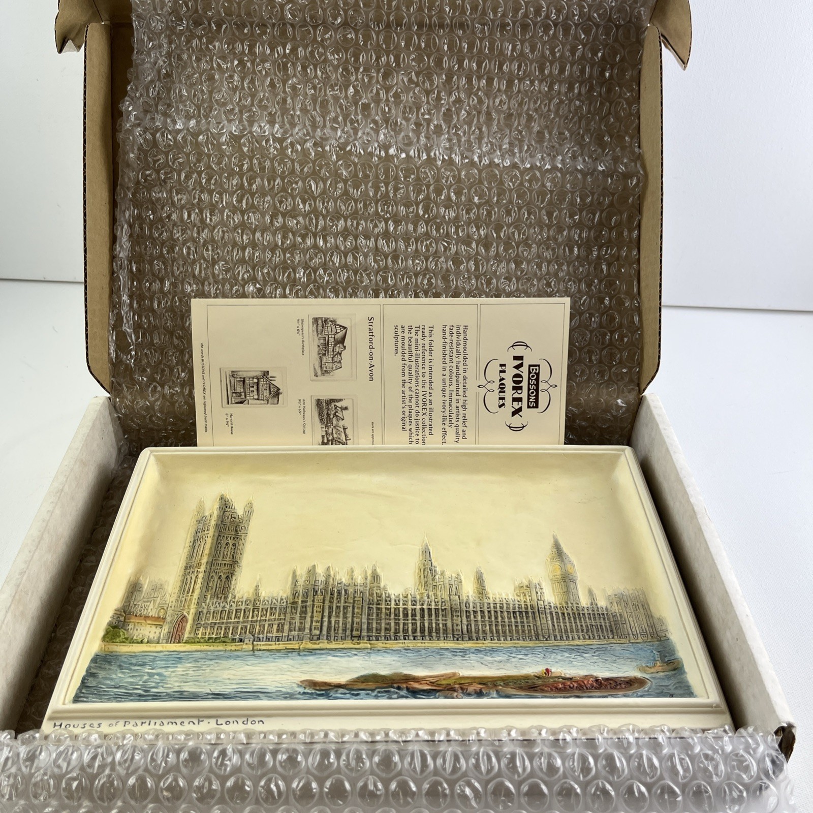 Bossons Ivorex wall plaque Houses Of Parliament, 3d, Hand Painted  (Rare)