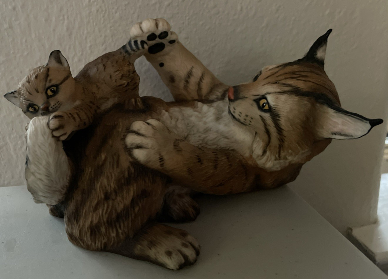 FRANKLIN MINT Linx & Cub Figurine “Playful Morning” National Wildlife Federation