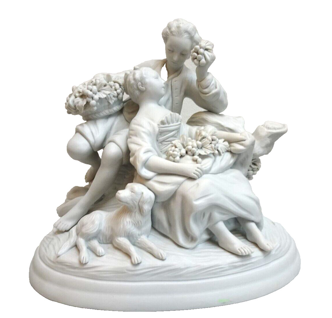 LARGE BISQUE PORCELAIN FIGURINE SEVRES STYLE FRANCOIS BOUCHER ROMANTIC FRENCH
