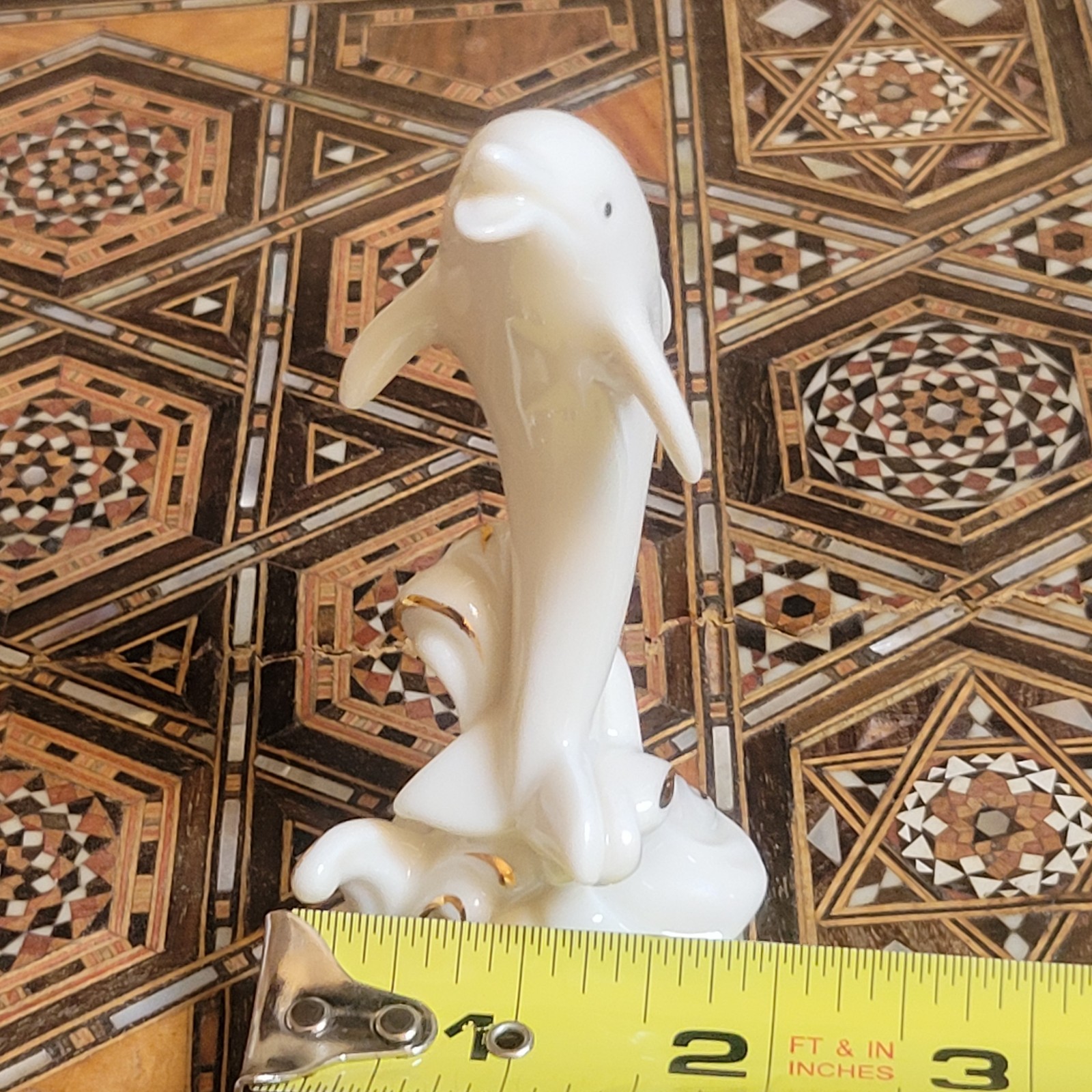 Lenox Leaping Dolphin Figurine Porcelain with Gold Accents ~ 3 & 7/8″ Tall EUC