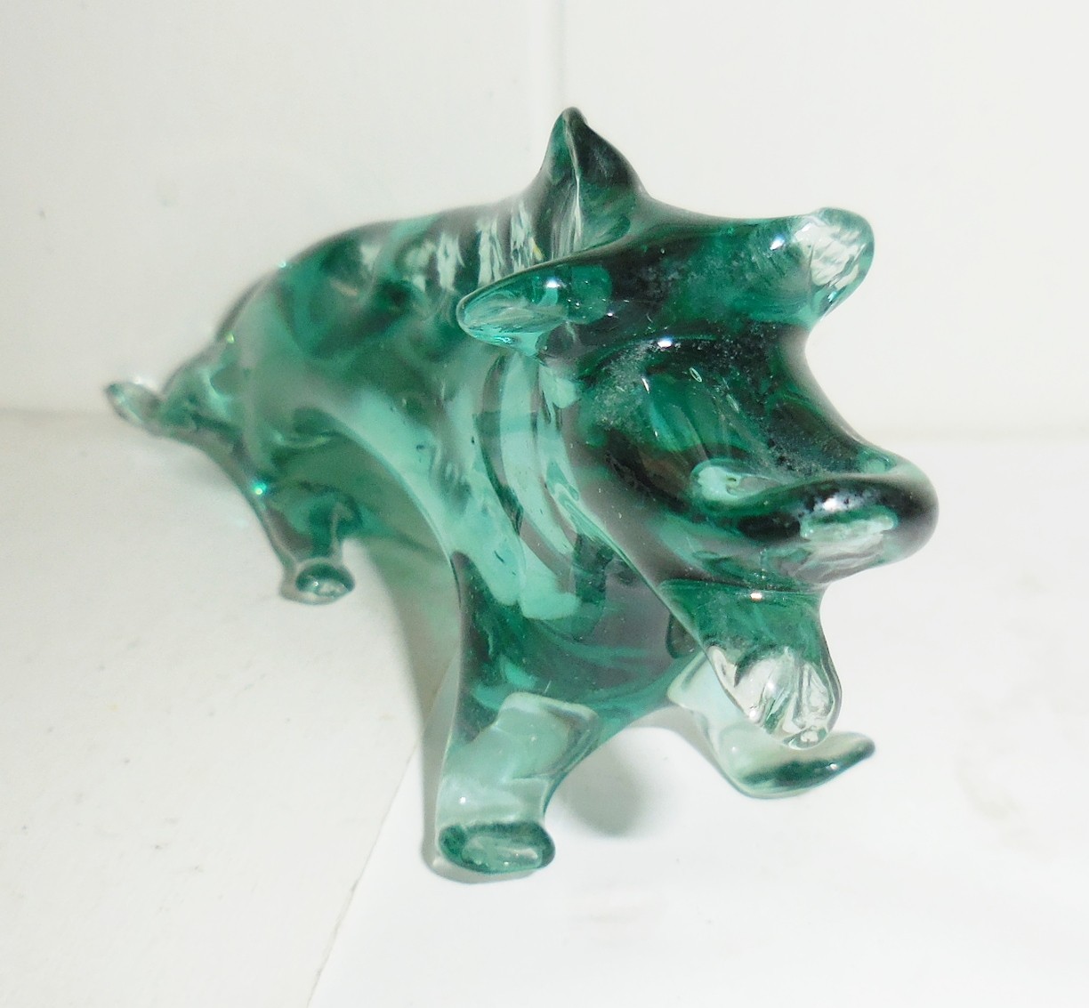 VINTAGE ART GLASS FIGURINE PAPERWEIGHT ABSTRACT ANIMAL DESIGN