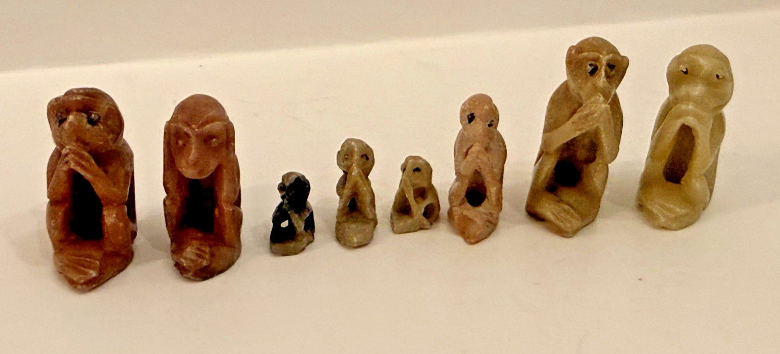 Vintage Monkey Stone Antique Figurines & Statues Miniature 8 Pc Lot Collectibles