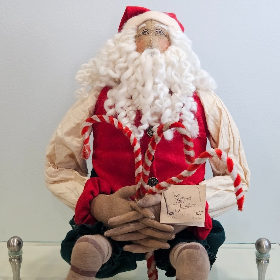 Joe Spencer Gathered Traditions Candy Cane Santa Claus Figure with Original Tag