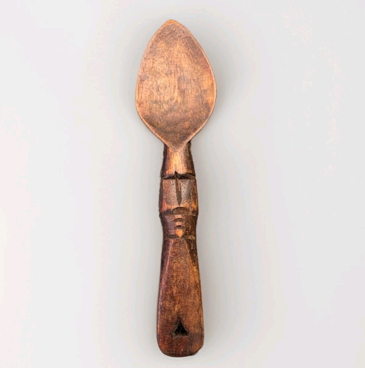 Hand Carved Wood Tiki Spoon 5 3/4 inches long Decor Ethnic Trinket