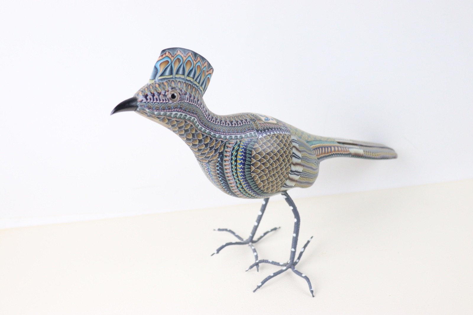 One 2008 Jon Anderson polymer clay sculpture of roadrunner bird 8.5″ x 11.5″