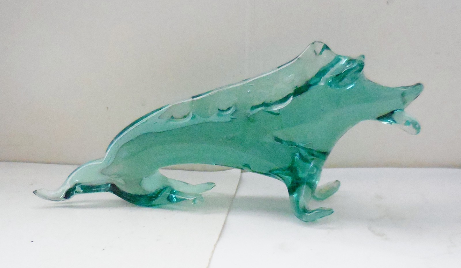 VINTAGE ART GLASS FIGURINE PAPERWEIGHT ABSTRACT ANIMAL DESIGN