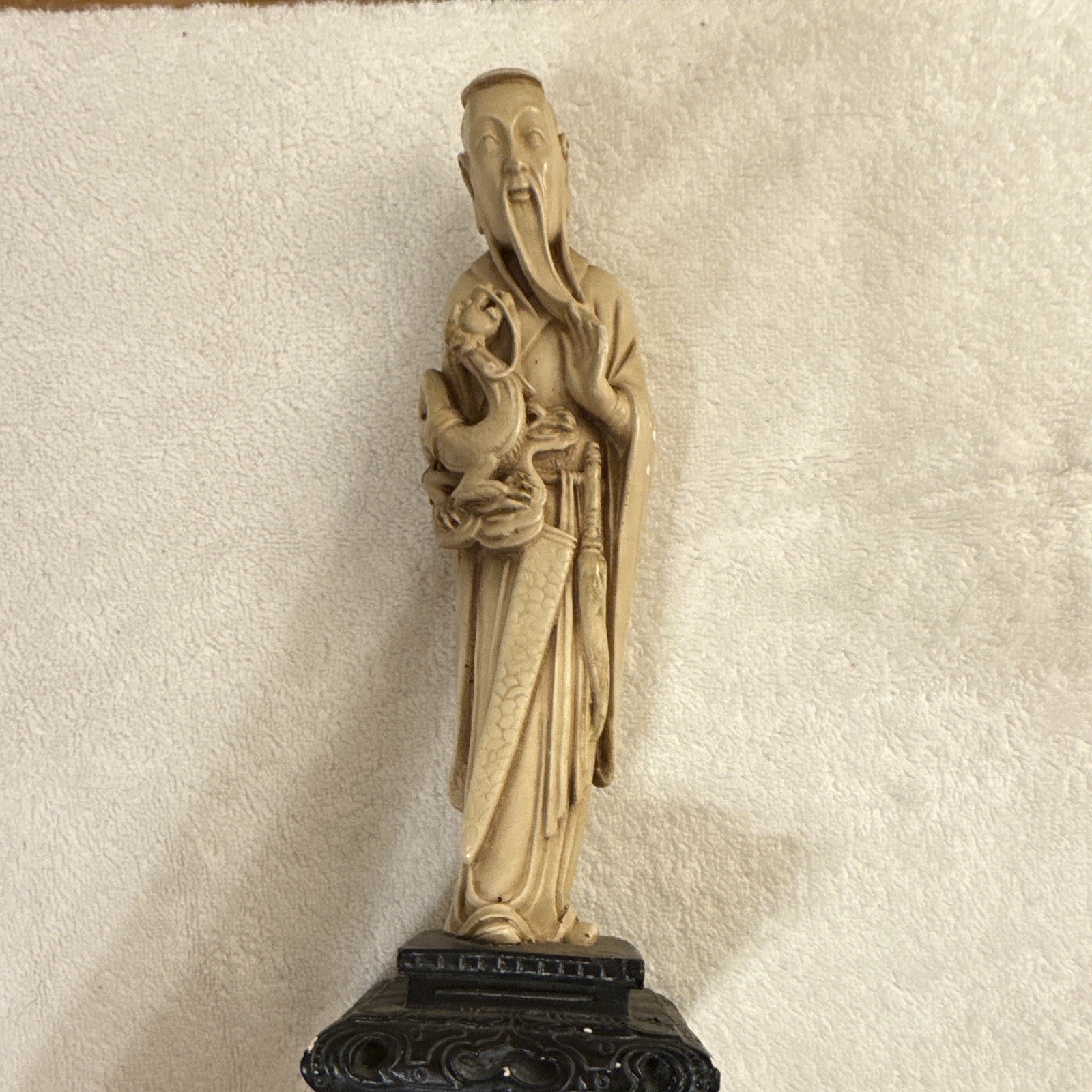 Marwal Beige Monk Resin Figurine 10in Matte 3D Effect on Black Base 1955