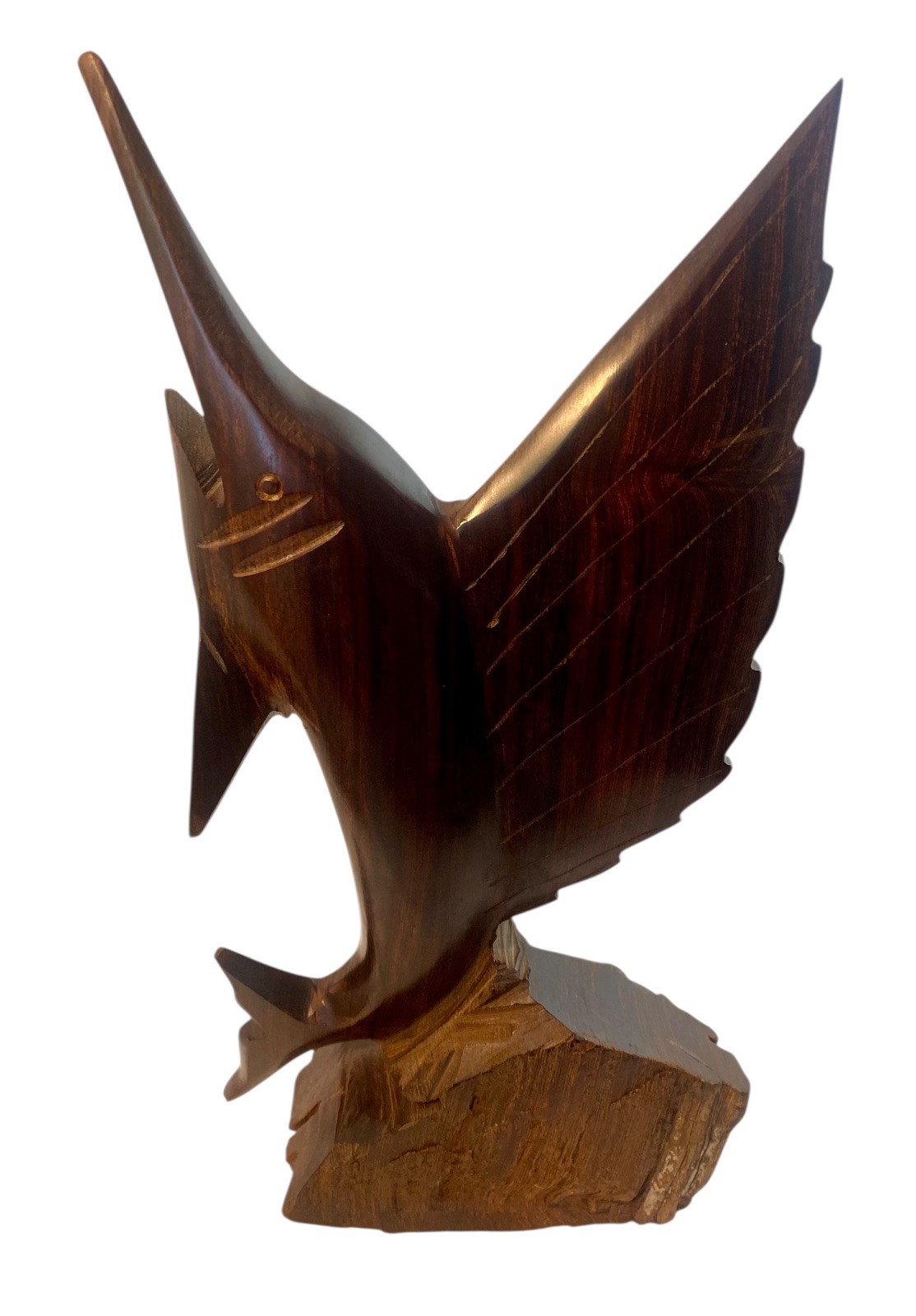 VTG Hand Carved Sailfish Swordfish Figurine Wood Marlin 12.5 in Nautical Decor