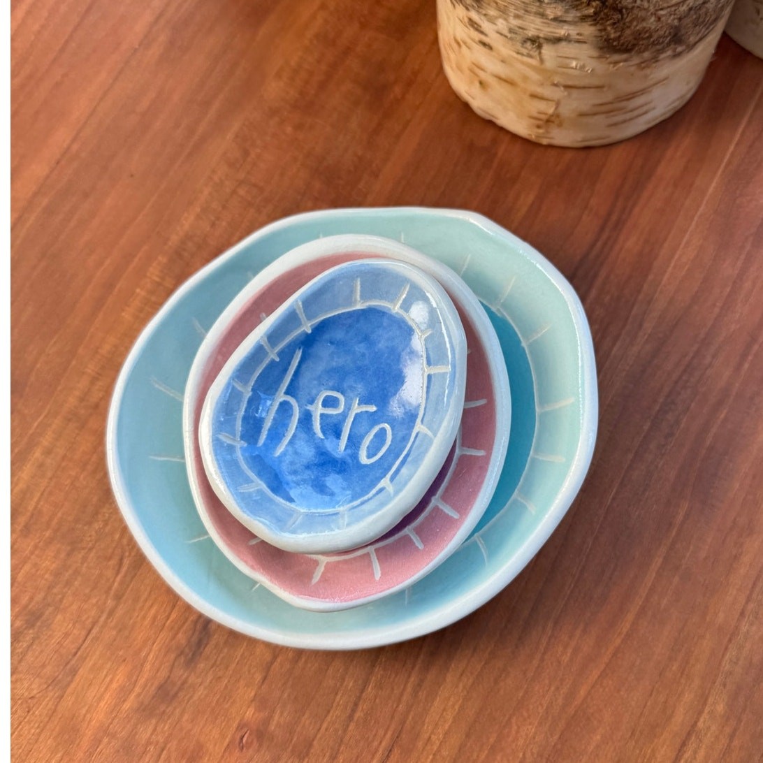 Handmade Trinket Dish Pottery by Karissa Chase Australian Have Courage Leap Hero