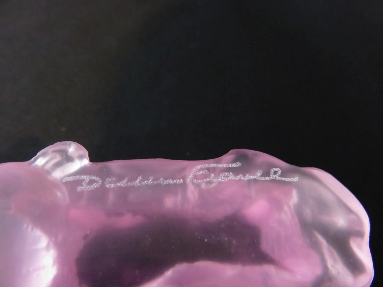 RARE Daum Crystal France Frosted Pink Pig Glass Figurine/Sculpture 3″ long NIB