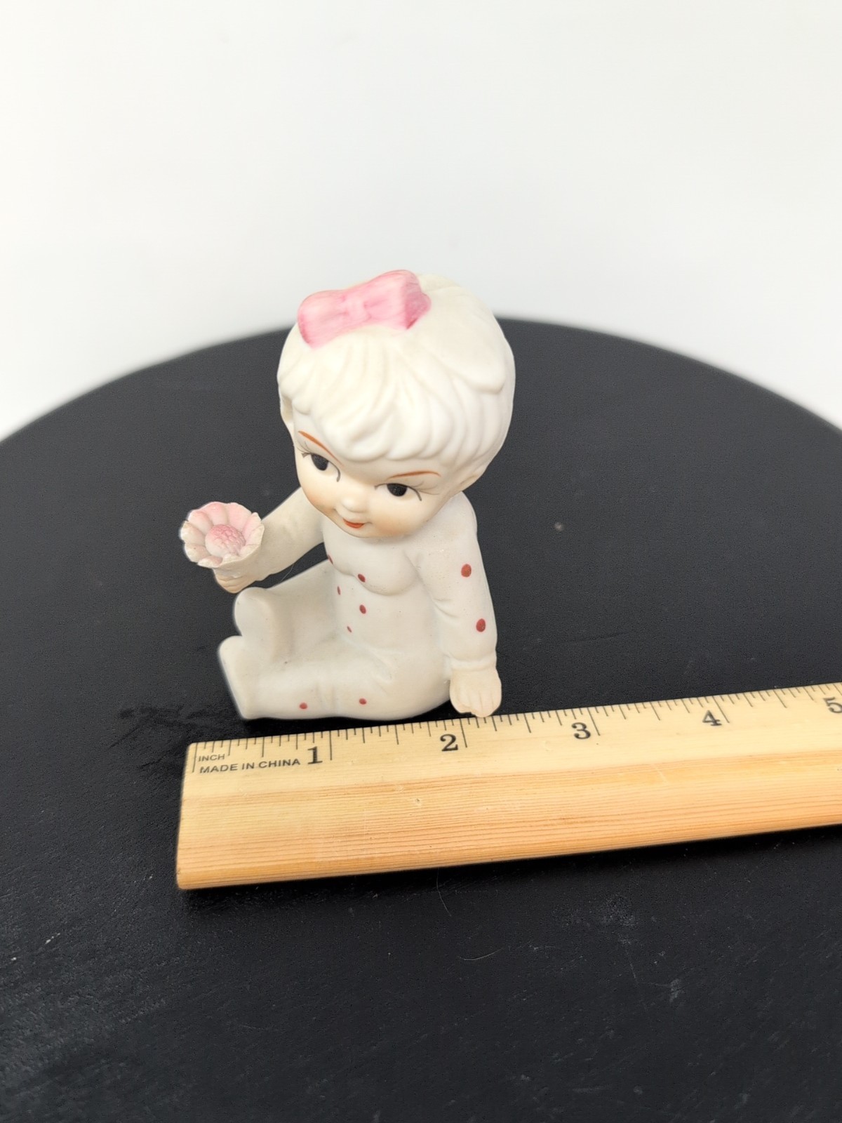 1950s Sophia-Ann Adorable Babies Holding Flower Porcelain Set Of 3 3″-4″ T