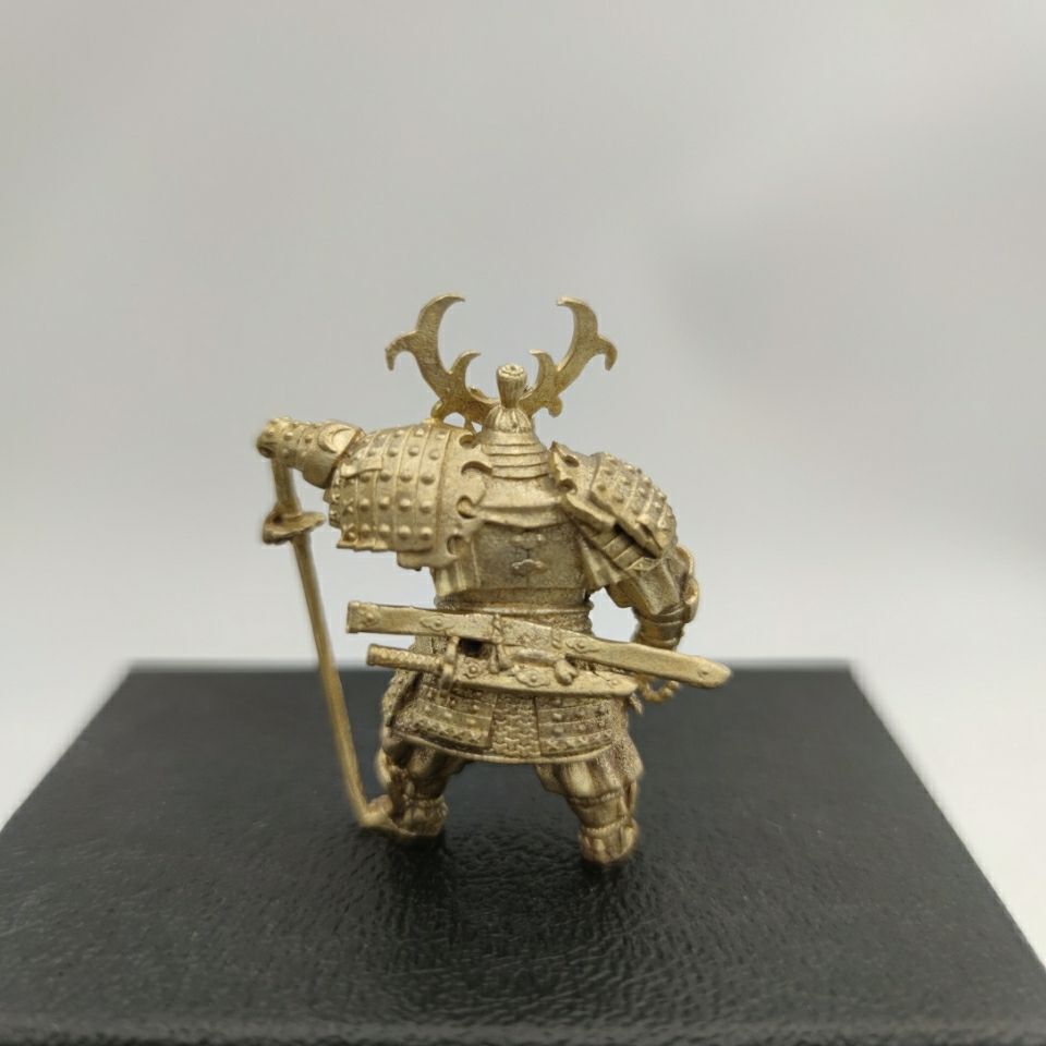 1.8″Solid Brass Original Color Japanese Shogun Samurai Soldier Model Ornament