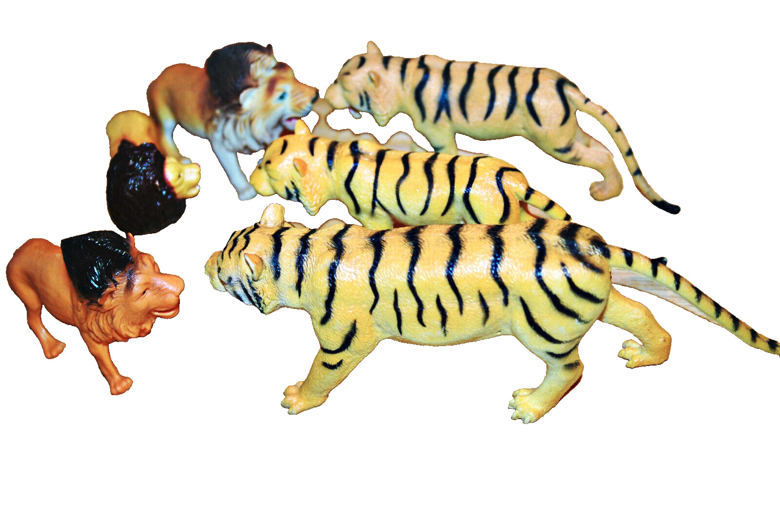 Figurines Lions and Tigers 6 Assorted Hard & Soft Rubber Plastic Animal Figures