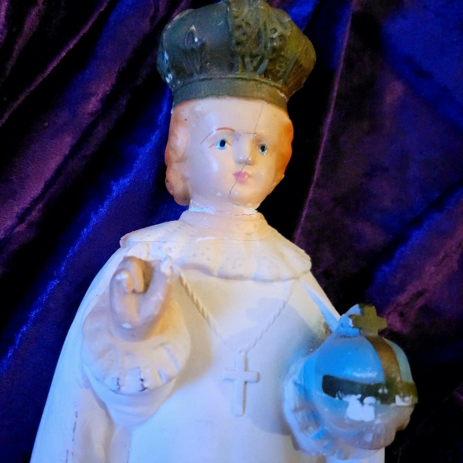 VINTAGE INFANT of PRAGUE STATUE 12x4x4 inches Heavy Ceramic baby Jesus 3 STATUES