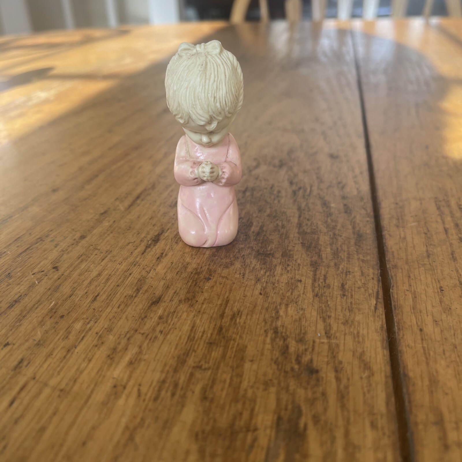 Kneeling Girl Praying Pink Pajamas Now In Hair 3”