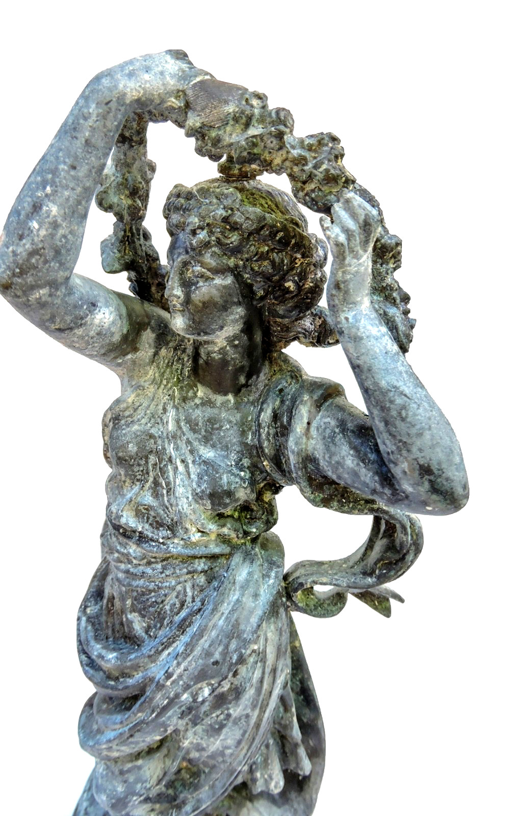 ANTIQUE FLORA GODDESS STATUE SCULPTURE ART NOUVEAU SPELTER BRONZE AGED PATINA