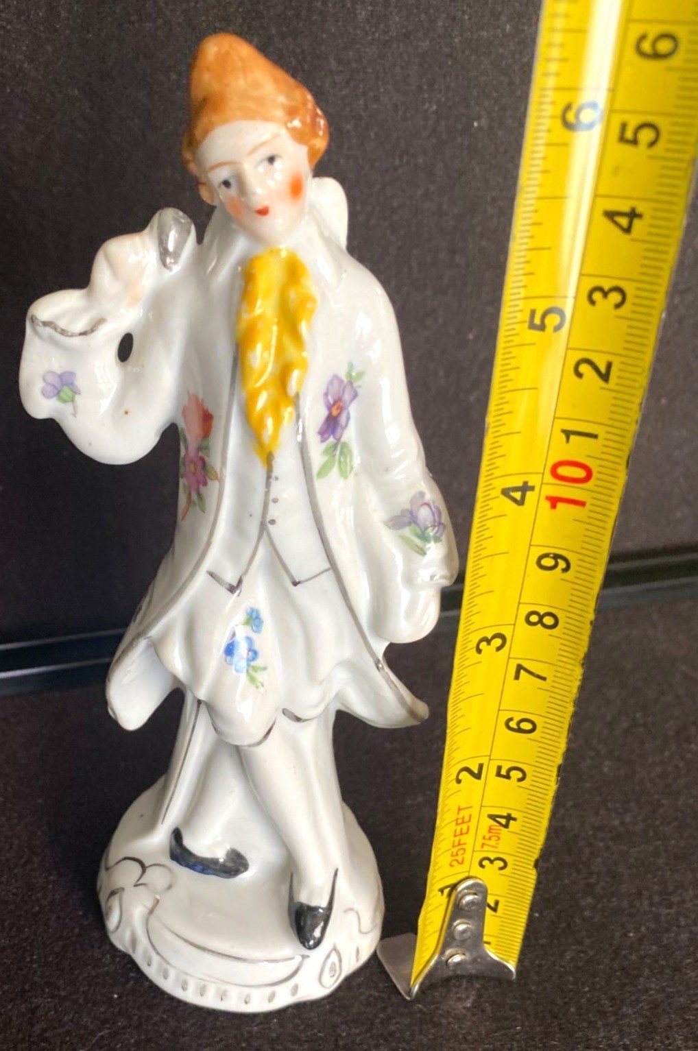 Colonial Victorian Figurine Porcelain W/ Floral Accents Made In Japan 6.25″H