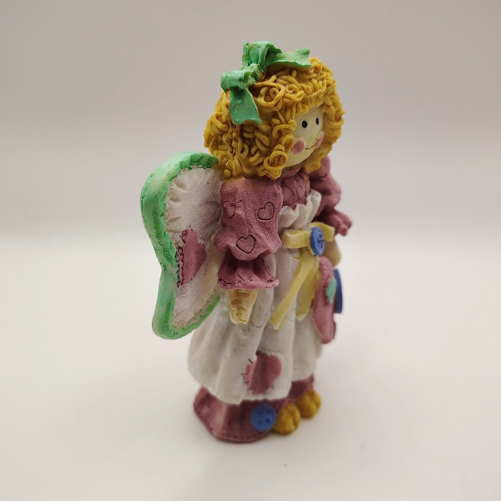 Patchwork Angel Figurine Resin Raggedy Ann Like Rag Doll Look Vintage