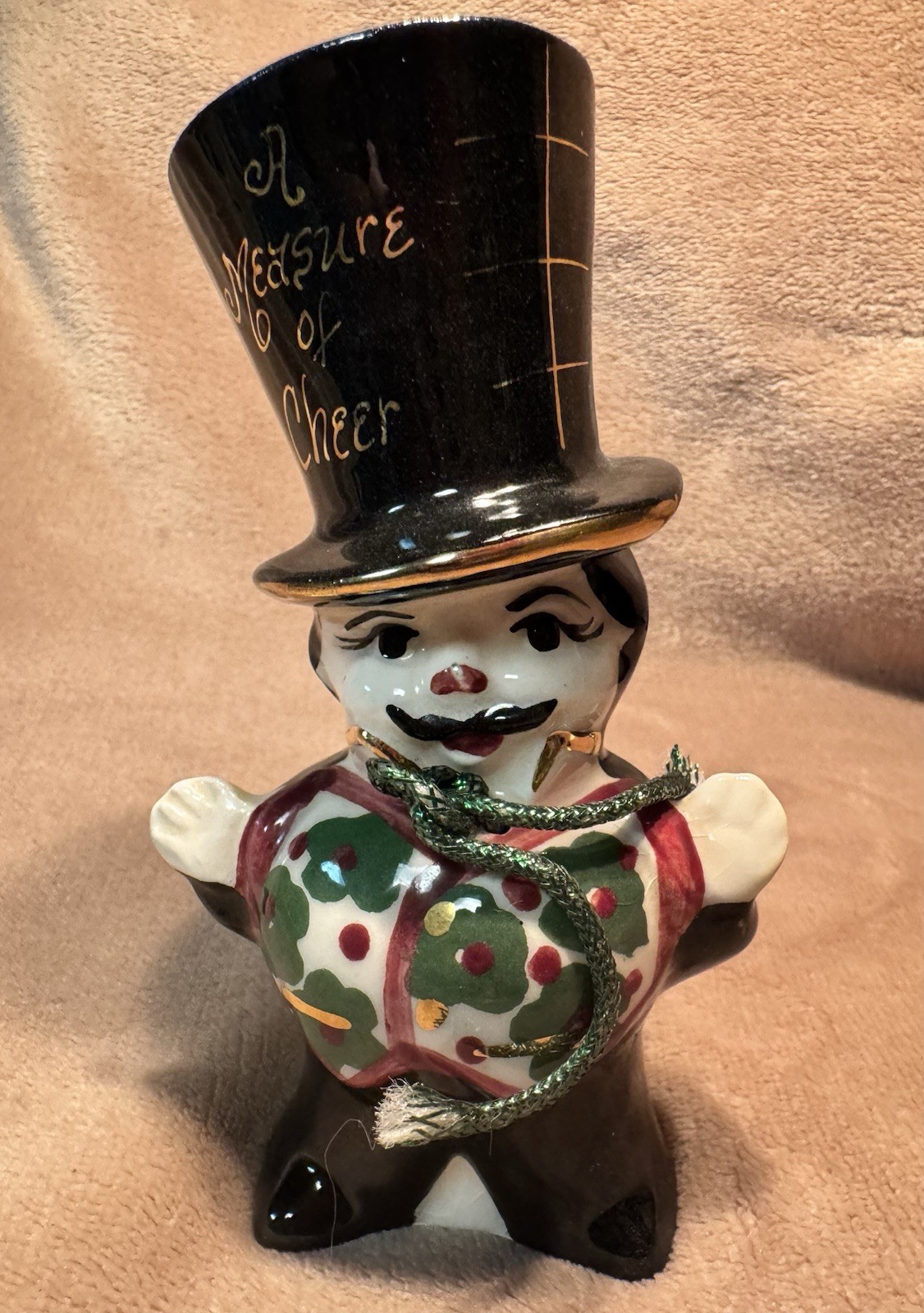 Vintage Top Hat Shot Glass Porcelain Man Dandy Art Deco Style Festive Celebrate