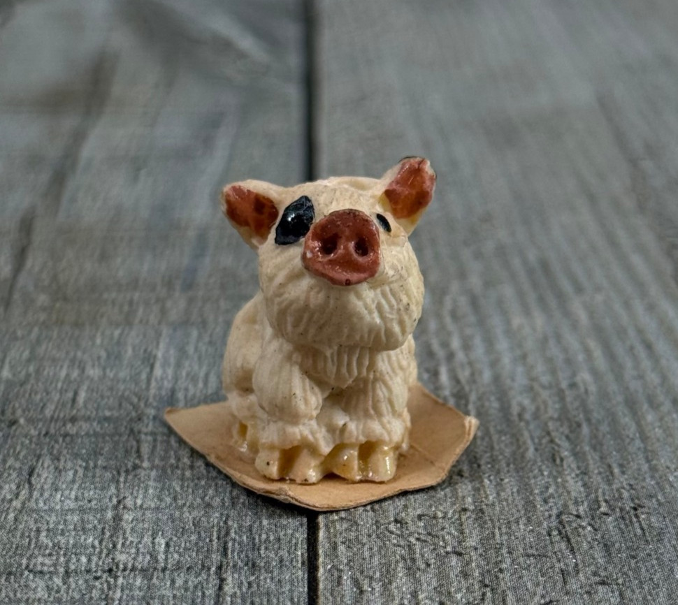 Stone Critters Baby Pig Spotted Pink Miniature Figurine