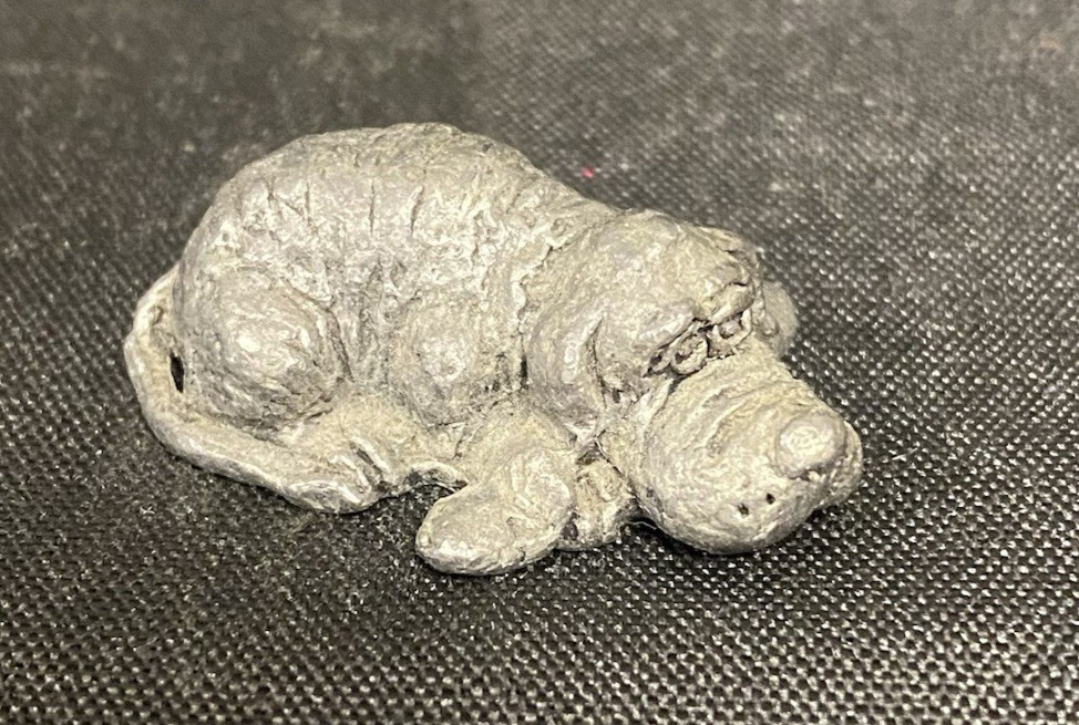 Michael Ricker Pewter Dog Puppy Laying Down Miniature Figurine