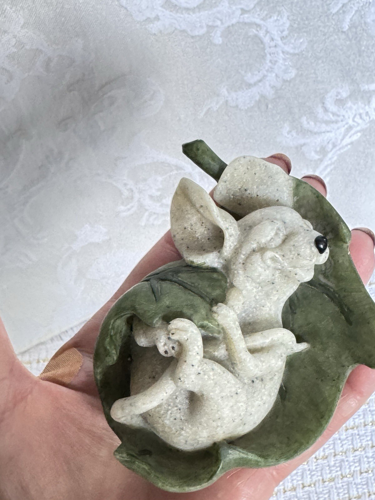 Quarry Critters Sleeping Mouse Mazzie In A Leaf 57008 By Second Nature Design
