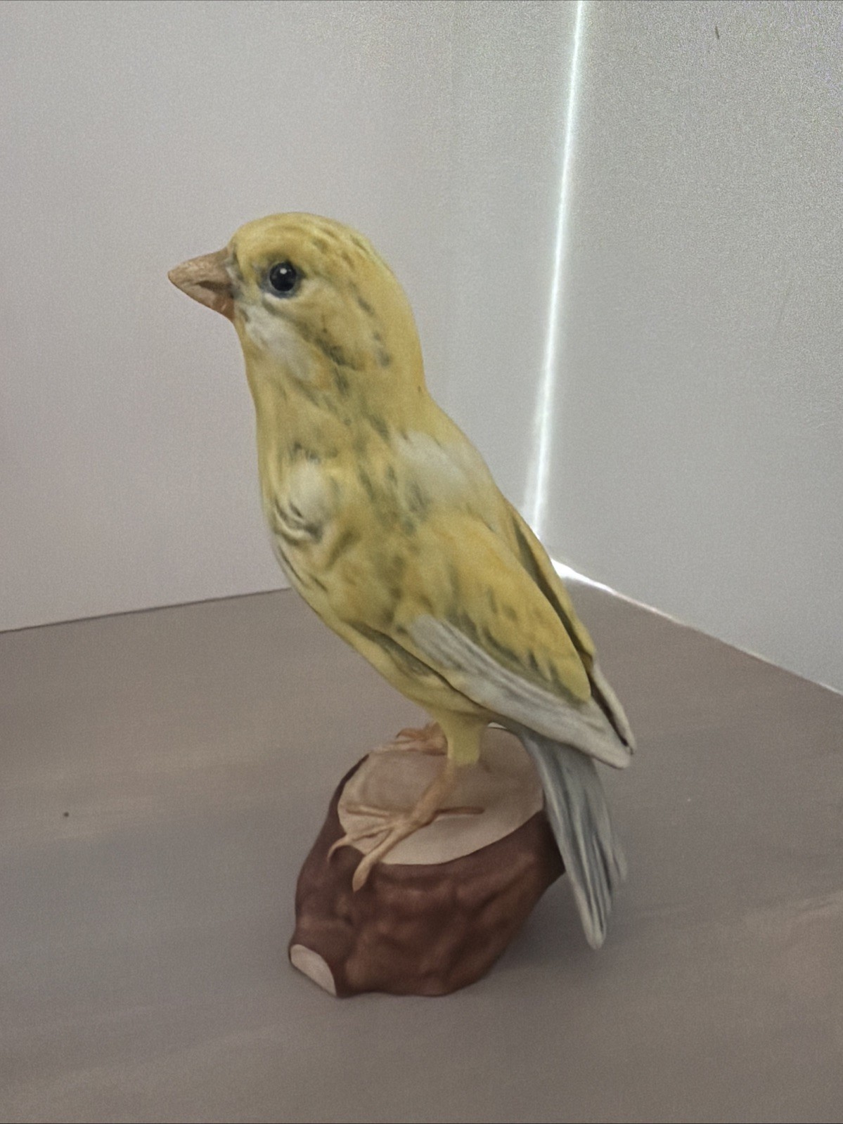 Goebel Canary Bird Figurine 5” Tall Porcelain Yellow Songbird on Log Germany