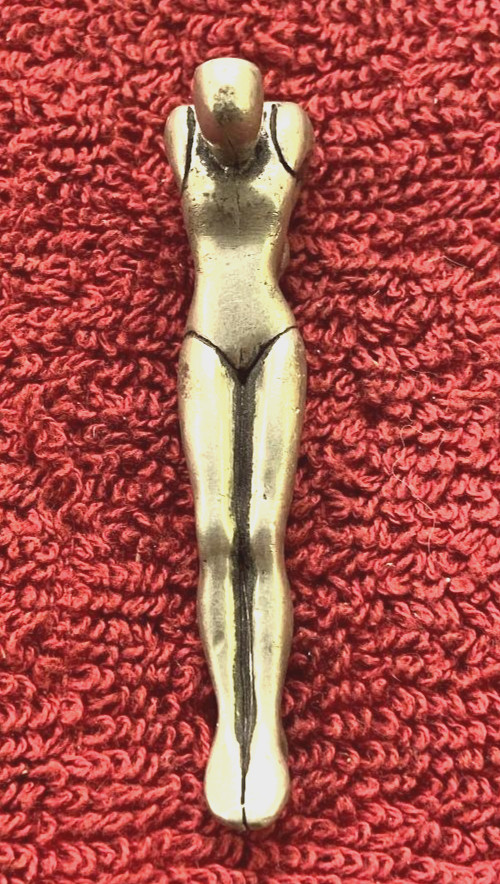Mid Century Chrome Metal Art Man/Woman Sculpture Statue Silver Tone 3″ B36