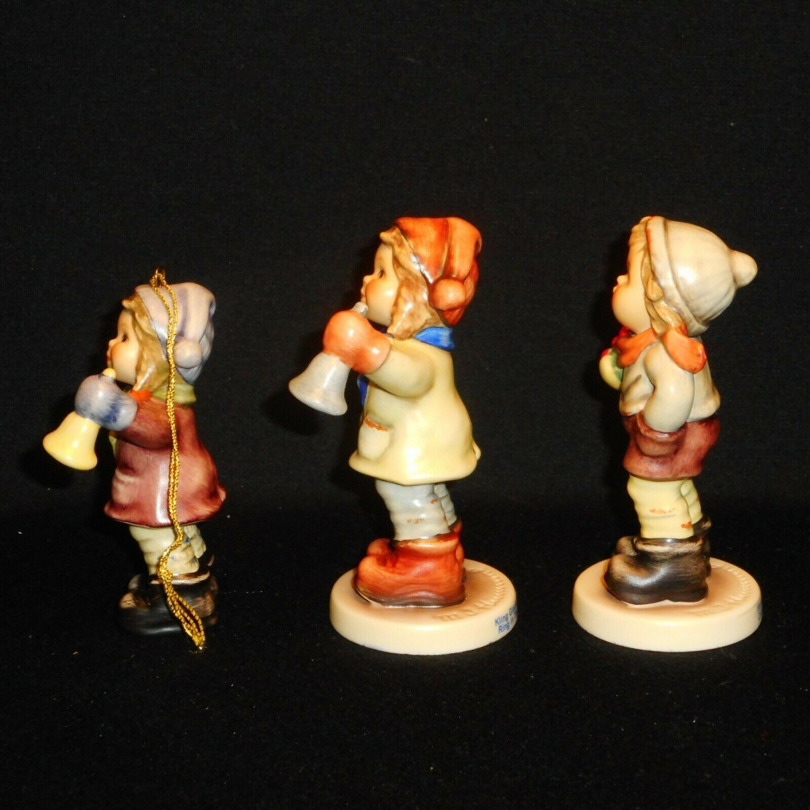 HUMMEL FIGURES 2073/A RING IN THE SEASON & 2073/B CHRISTMAS CAROL & 2073/A/O ORN