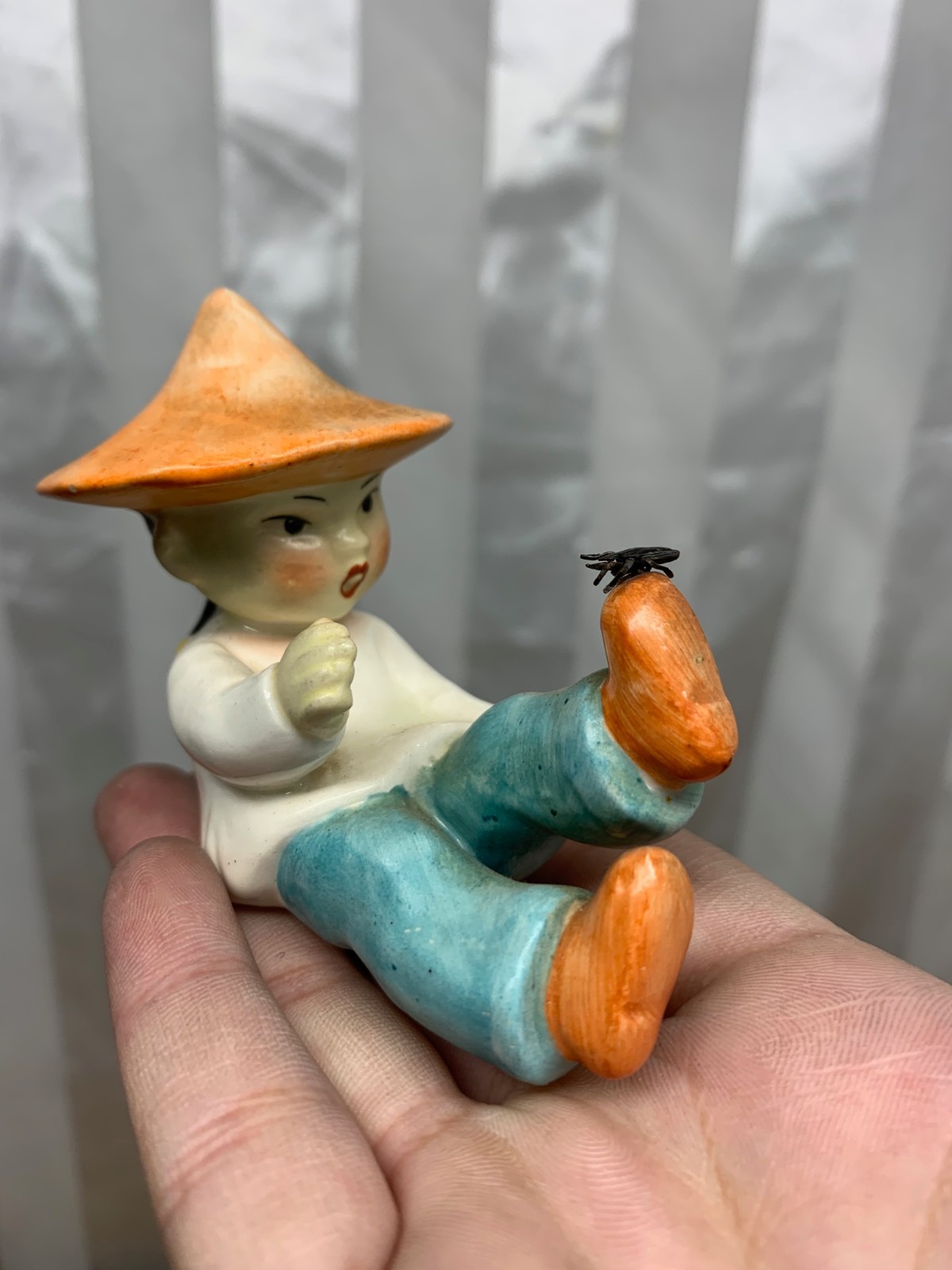 Vintage Goebel Hummel Figurine TMK-1/TMK-2 Full Bee 1950-1959 Asian Boy with Fly