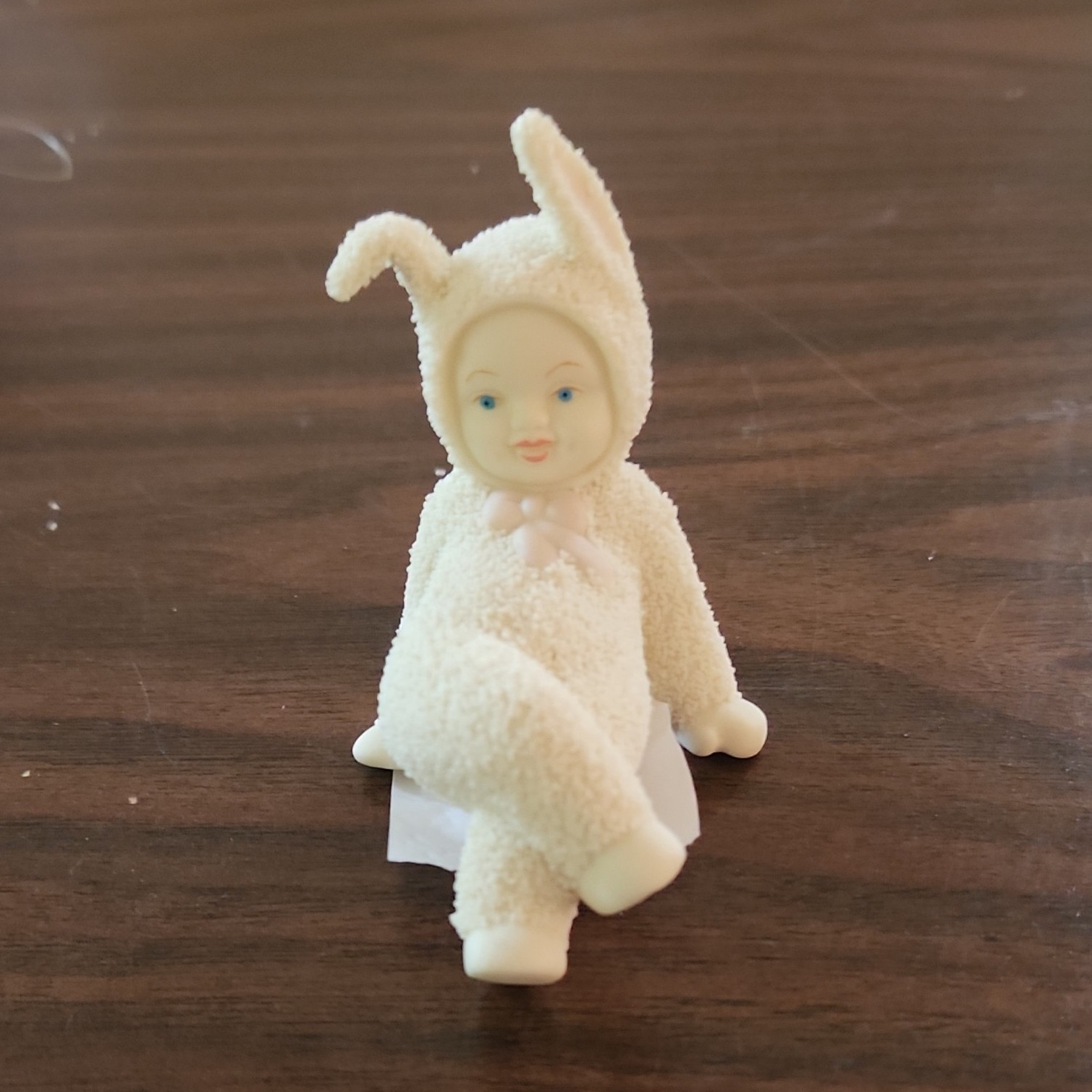 White Plush Fabric Bunny Rabbit Figurine, Animal Theme, 2000-2009
