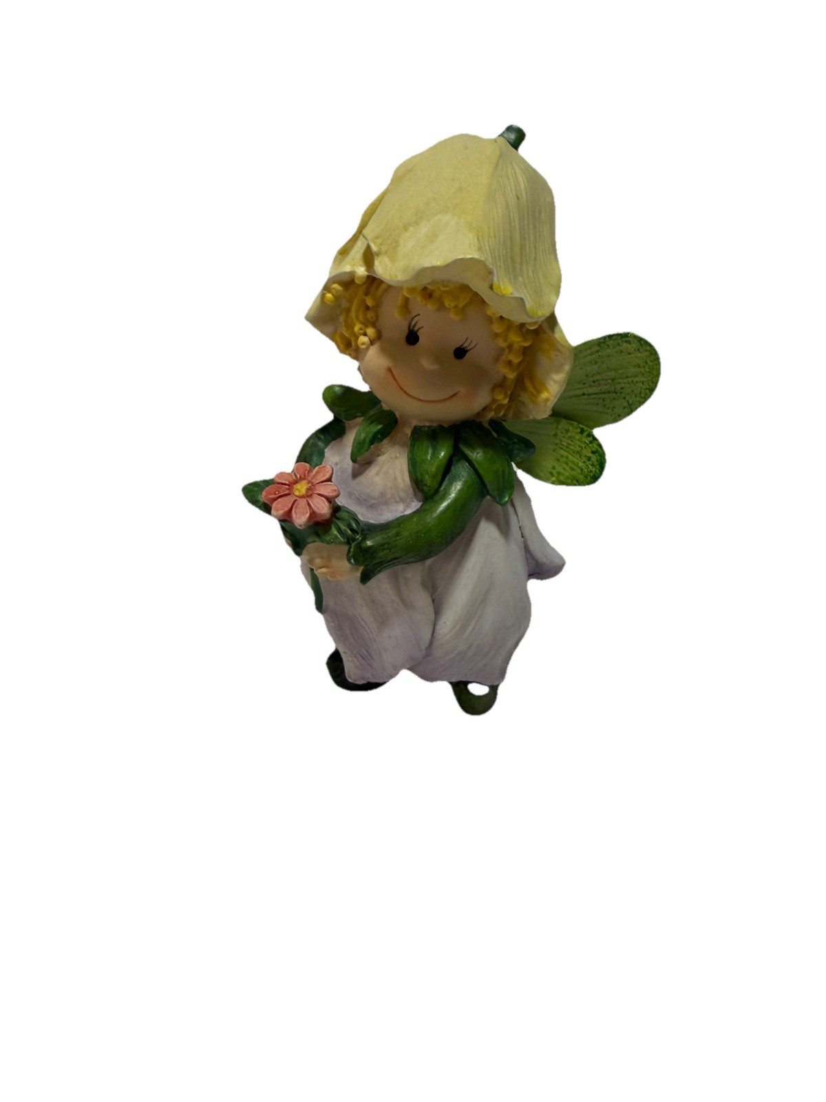 Vintage Garden Pixie Flower Fairy Figurine Set of 2 Nature Fairies Bee Flower