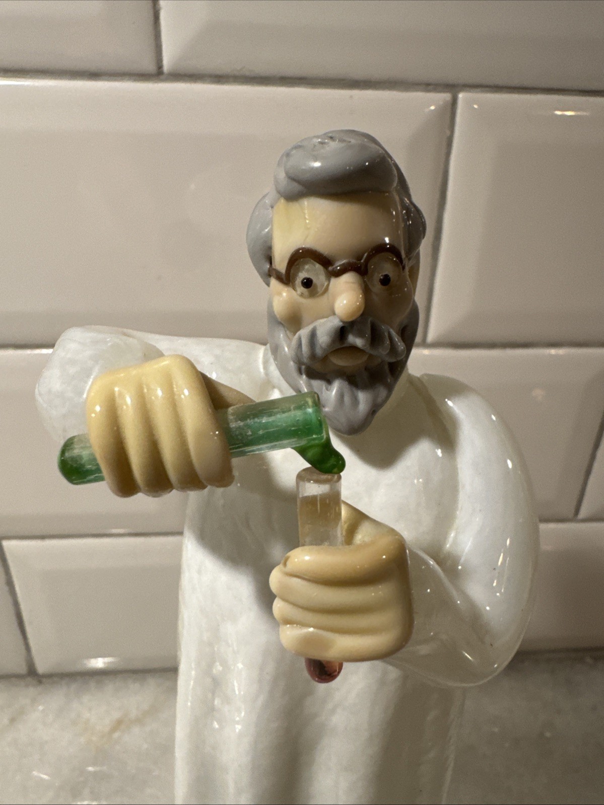 Vintage Czech Glass Figurine Doctor Test Tubes Zelezny Brod Solo Art Glass 8”