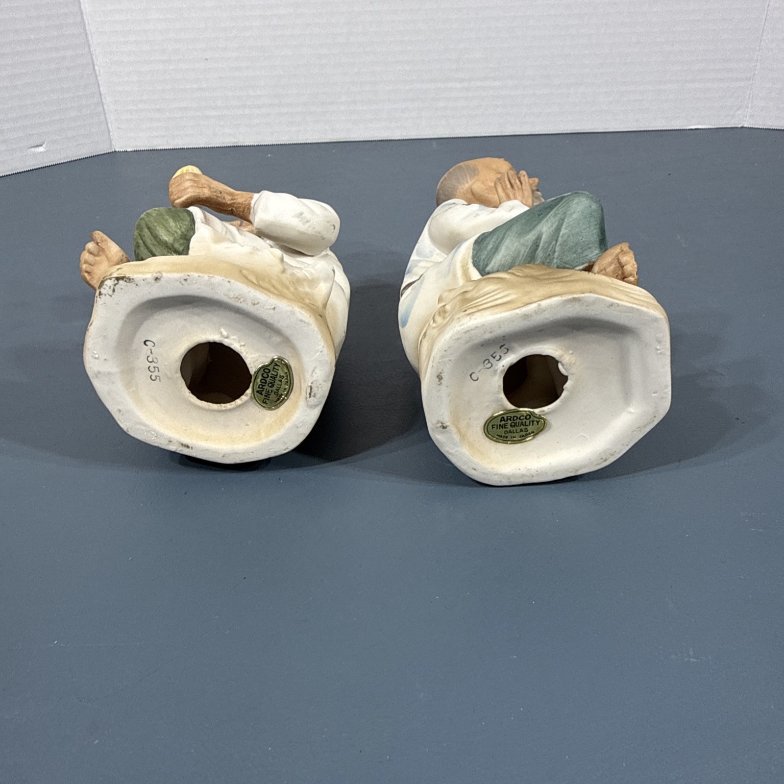 Vintage Ardco Hand Painted Japanese Old Man & Old Woman Woman Figurine