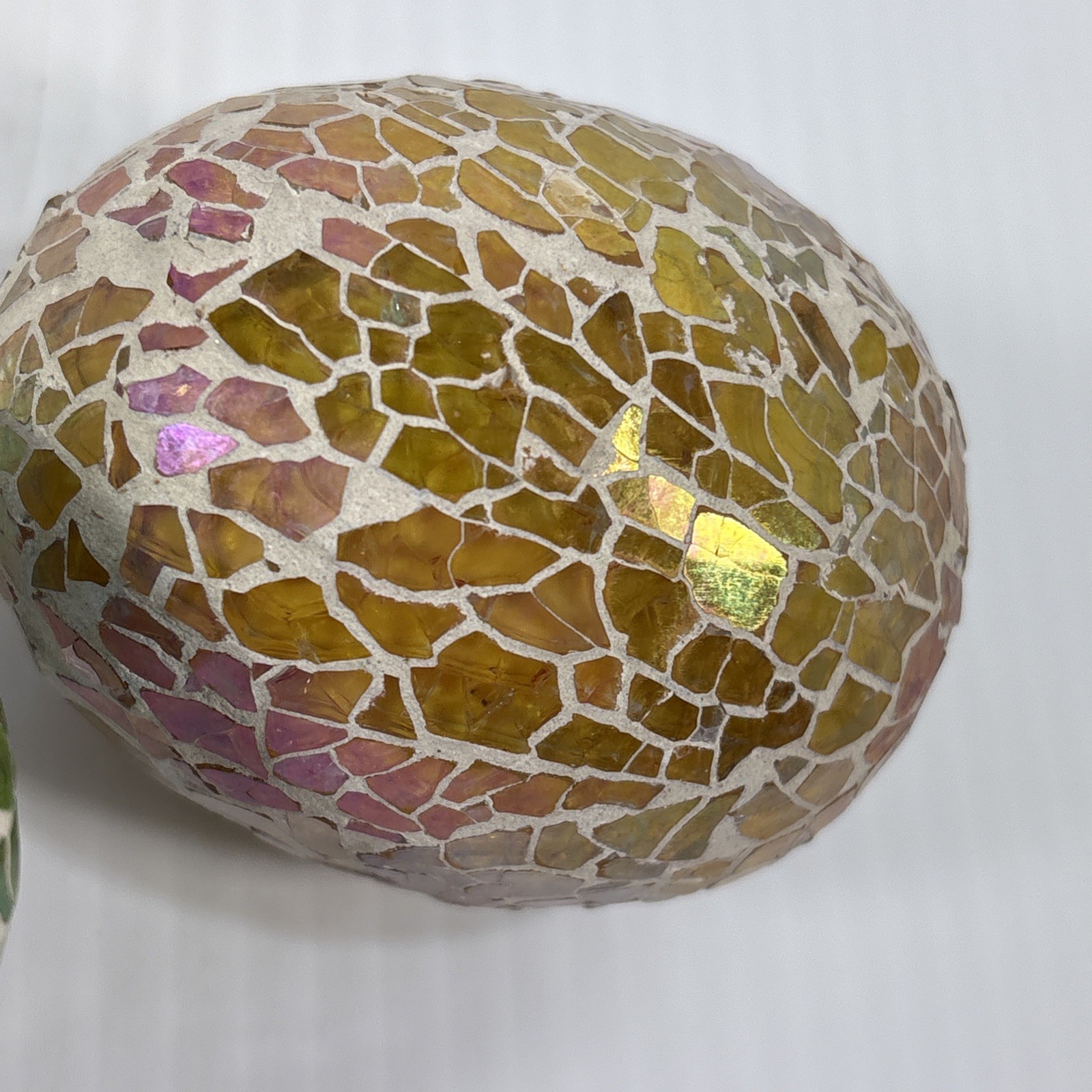 Multi Colored Mosaic Crackle Glass Egg Iridescent Ocean Spring Beach Pastel